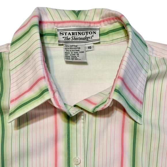 Vintage Starington Button Up Shirt Top Size 10 Long Sleeve Hipster Retro Striped - Picture 4 of 11